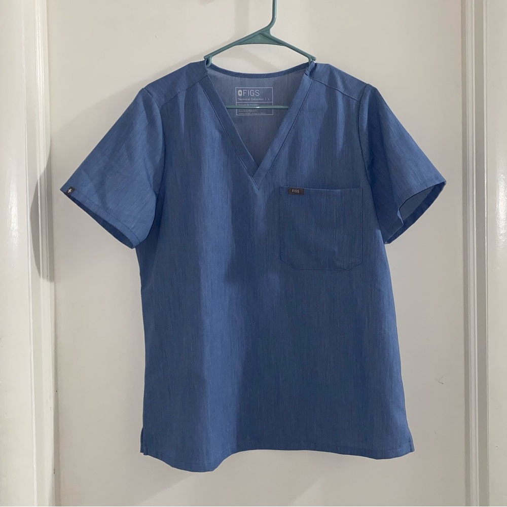 FIGS Catarina Heathered Indigo top